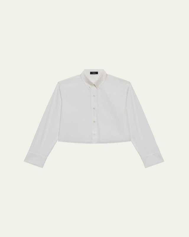 Vendome Cropped Boxy Long-Sleeve Shirt